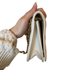 Miu Miu Matelassé Nappa Leather Chain Bag - White & Gold (19cm Mini)