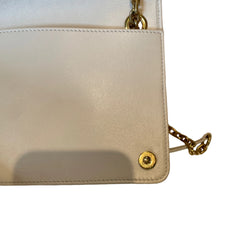 Miu Miu Matelassé Nappa Leather Chain Bag - White & Gold (19cm Mini)
