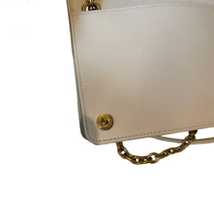 Miu Miu Matelassé Nappa Leather Chain Bag - White & Gold (19cm Mini)