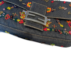 Fendi Limited Edition Beaded Denim Baguette Bag - Rare Anniversary Collectible