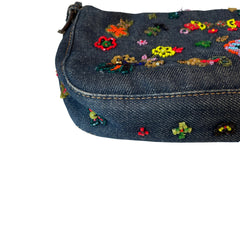 Fendi Limited Edition Beaded Denim Baguette Bag - Rare Anniversary Collectible