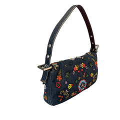 Fendi Limited Edition Beaded Denim Baguette Bag - Rare Anniversary Collectible