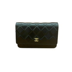 Chanel Classic Wallet On Chain (WOC) - Black Grained Calfskin Caviar with Gold Hardware