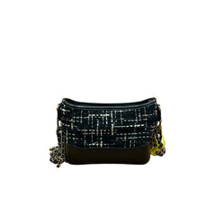Chanel Small Gabrielle Hobo Bag - Black Tweed & Aged Calfskin