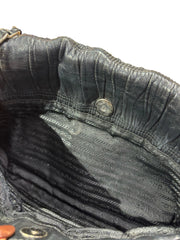 Vintage Prada Gauffre Nappa Leather Chain Flap Bag - Black Ruched Shoulder Bag