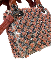 Rare Mini Lady Dior Bag - Coral Satin with Full Beading & Alligator Handles