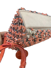 Rare Mini Lady Dior Bag - Coral Satin with Full Beading & Alligator Handles