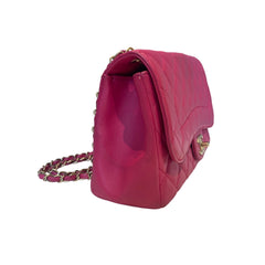 Vintage Chanel Classic Medium Double Flap Bag - Fuchsia Pink Lambskin (26cm)