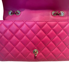 Vintage Chanel Classic Medium Double Flap Bag - Fuchsia Pink Lambskin (26cm)