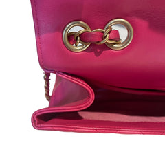 Vintage Chanel Classic Medium Double Flap Bag - Fuchsia Pink Lambskin (26cm)