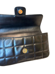 Vintage Chanel Camellia Flap Bag - Chocolate Bar Quilt Black Lambskin (18cm)