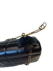 Vintage Chanel Camellia Flap Bag - Chocolate Bar Quilt Black Lambskin (18cm)