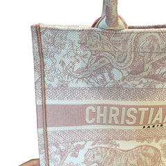 Christian Dior Medium Book Tote - Pink Toile de Jouy Embroidery (36cm)