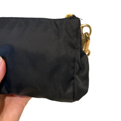 Prada Black Jeweled Baguette Bag with Gold Geometric Chain (32cm)
