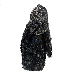Chanel Mini Flap Bag - Black Floral Sequin & Tweed with Silver Hardware (20cm)