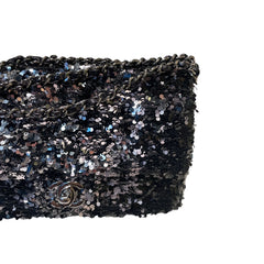 Chanel Mini Flap Bag - Black Floral Sequin & Tweed with Silver Hardware (20cm)