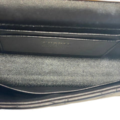 Chanel 22B Black Lambskin Enamel Top Handle Mini Flap Bag - Horizontal Kelly Style