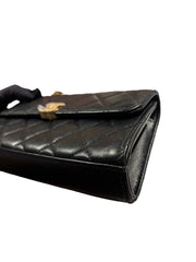 Chanel 22B Black Lambskin Enamel Top Handle Mini Flap Bag - Horizontal Kelly Style