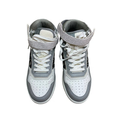 Dior B27 High Top Sneakers Gray and White Oblique Jacquard with CD Icon Strap Top View