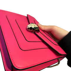 Bvlgari Serpenti Forever Bag - Hot Pink Calfskin & Enamel Snake Head (20cm)