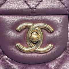Chanel Classic East West Flap Bag (Baguette) - Deep Purple / Plum Lambskin (25cm)