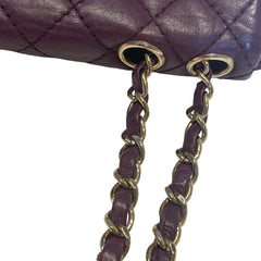Chanel Classic East West Flap Bag (Baguette) - Deep Purple / Plum Lambskin (25cm)