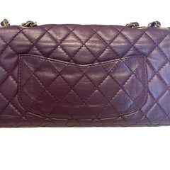 Chanel Classic East West Flap Bag (Baguette) - Deep Purple / Plum Lambskin (25cm)