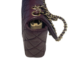 Chanel Classic East West Flap Bag (Baguette) - Deep Purple / Plum Lambskin (25cm)