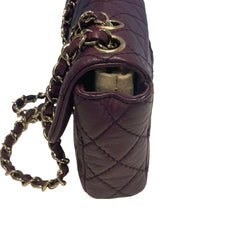 Chanel Classic East West Flap Bag (Baguette) - Deep Purple / Plum Lambskin (25cm)