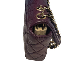 Chanel Classic East West Flap Bag (Baguette) - Deep Purple / Plum Lambskin (25cm)