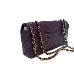Chanel Classic East West Flap Bag (Baguette) - Deep Purple / Plum Lambskin (25cm)