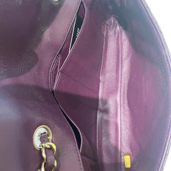 Chanel Classic East West Flap Bag (Baguette) - Deep Purple / Plum Lambskin (25cm)