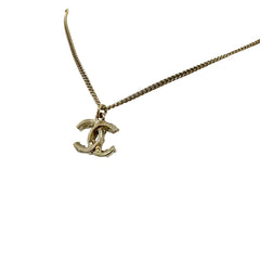 Chanel Classic Interlocking CC Necklace - Gold Tone Textured Pendant (Black Bead Detail)