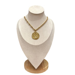 Chanel Vintage "Lava" Coin Necklace - Molten Gold Tone CC Medallion (Rare 90s)