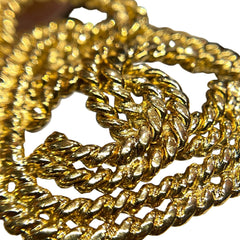 Chanel Vintage Statement Necklace - Gold Tone Wheat / Rope Motif CC Pendant