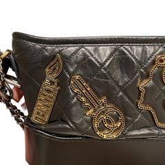 Chanel Gabrielle Small Hobo Bag Black Limited Badge Charms