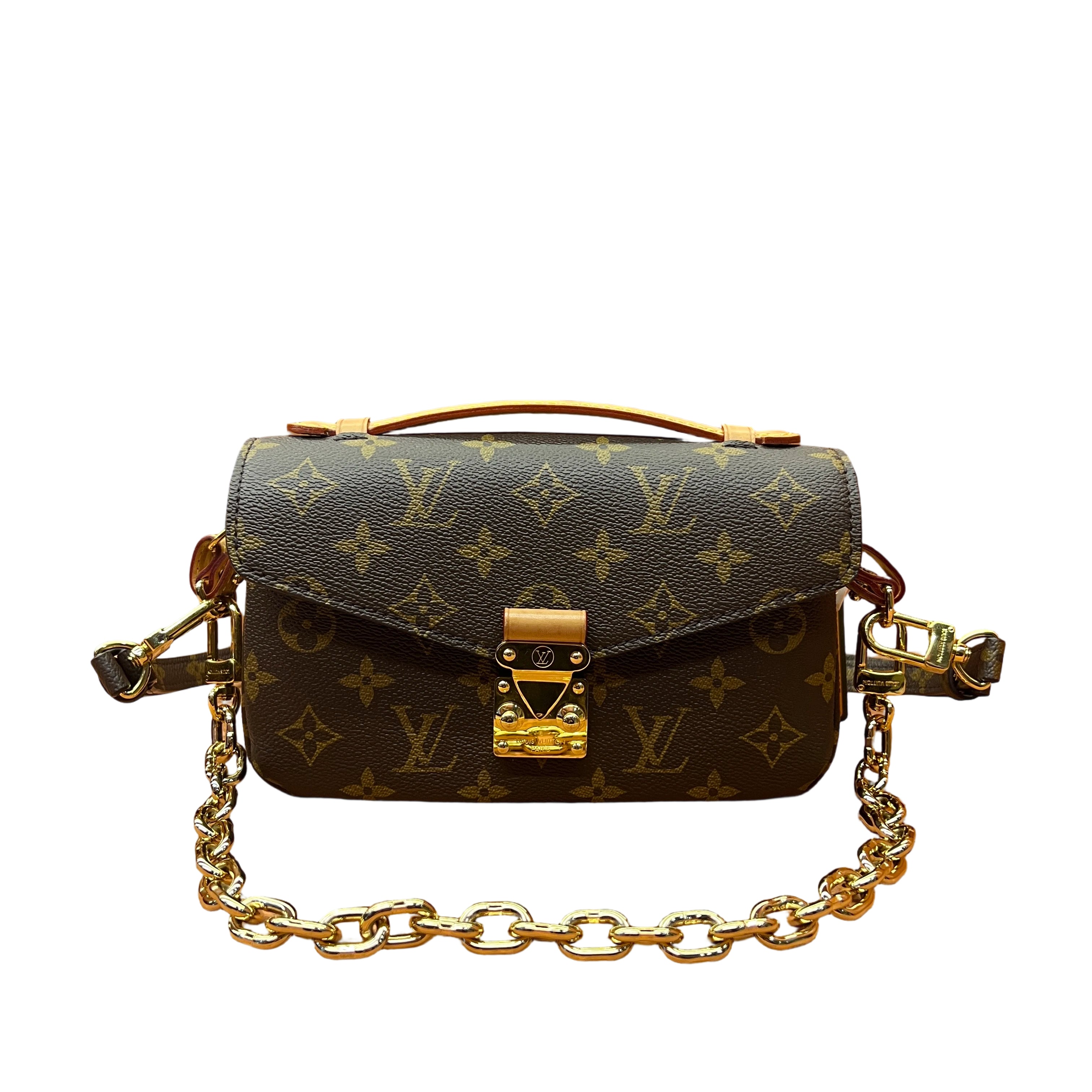 Louis Vuitton Pochette Métis East West Monogram Canvas with Gold Chain and Top Handle