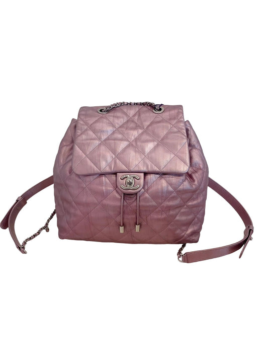 Chanel Urban Spirit Backpack in Iridescent Rose Gold Metallic Pink Leather
