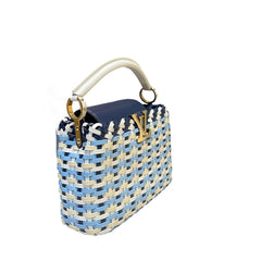 Louis Vuitton Capucines BB Woven Leather Handbag - Blue/White Tricolor (26cm)