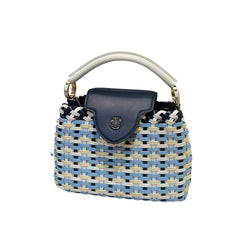 Louis Vuitton Capucines BB Woven Leather Handbag - Blue/White Tricolor (26cm)