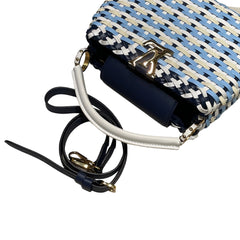 Louis Vuitton Capucines BB Woven Leather Handbag - Blue/White Tricolor (26cm)