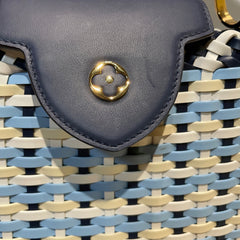 Louis Vuitton Capucines BB Woven Leather Handbag - Blue/White Tricolor (26cm)