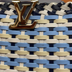 Louis Vuitton Capucines BB Woven Leather Handbag - Blue/White Tricolor (26cm)
