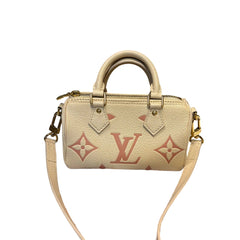 Louis Vuitton Nano Speedy Bicolor Empreinte Leather Cream and Pink Crossbody Bag