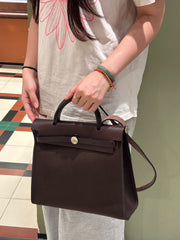 Hermès Herbag Zip 31 - Chocolate / Ebene Canvas & Leather (The "Casual Kelly")