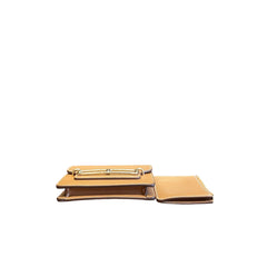 Hermès Roulis Slim Wallet - Gold Grained Leather (with Aftermarket Strap for Crossbody)