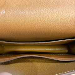 Hermès Roulis Slim Wallet - Gold Grained Leather (with Aftermarket Strap for Crossbody)