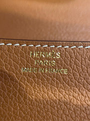 Hermès Roulis Slim Wallet - Gold Grained Leather (with Aftermarket Strap for Crossbody)