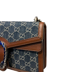 Gucci Dionysus Small Shoulder Bag - GG Monogram Denim & Brown Leather (28cm)