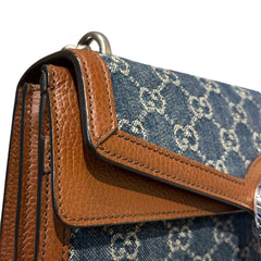 Gucci Dionysus Small Shoulder Bag - GG Monogram Denim & Brown Leather (28cm)
